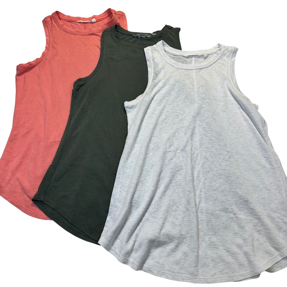 Athleta Tank Tops Women Medium Multi Color 3 Pack Yoga Activewear Slub Knit